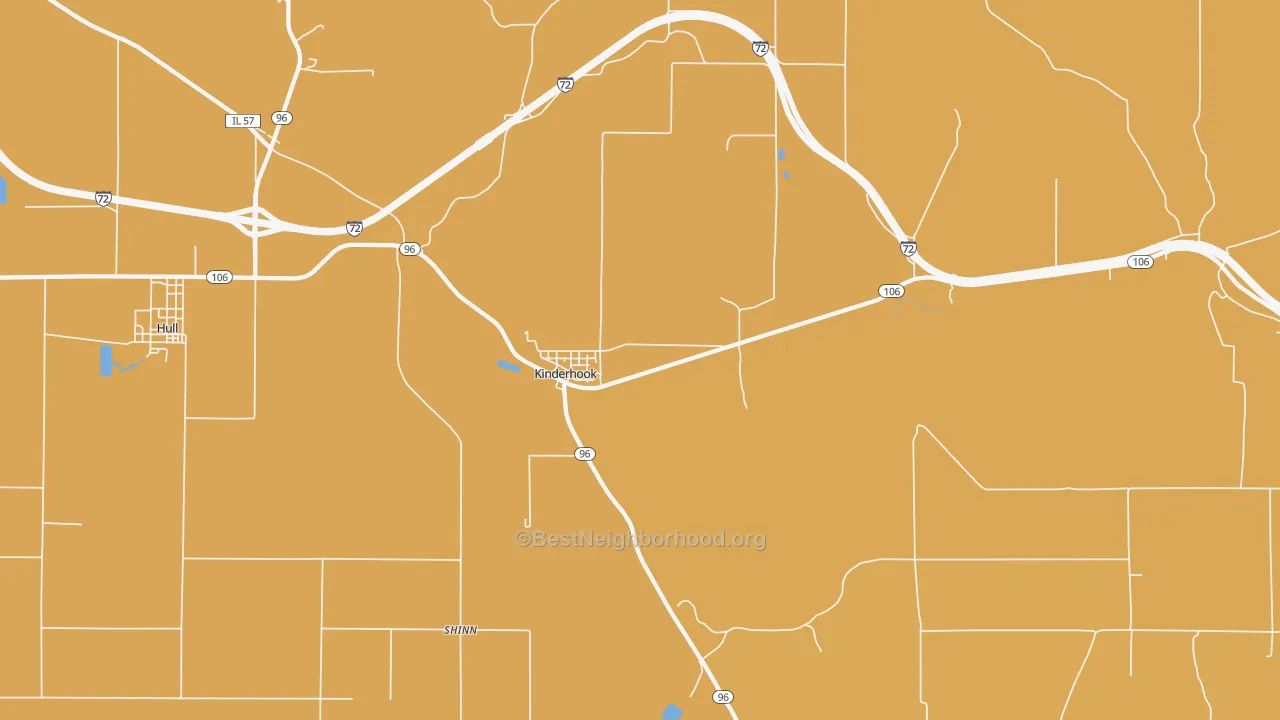 Map of the best neighborhoods in the 62345 area, with better matches in green and worse matches in red