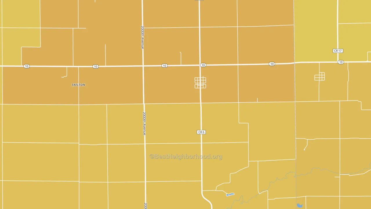 Map of the best neighborhoods in the 62512 area, with better matches in green and worse matches in red