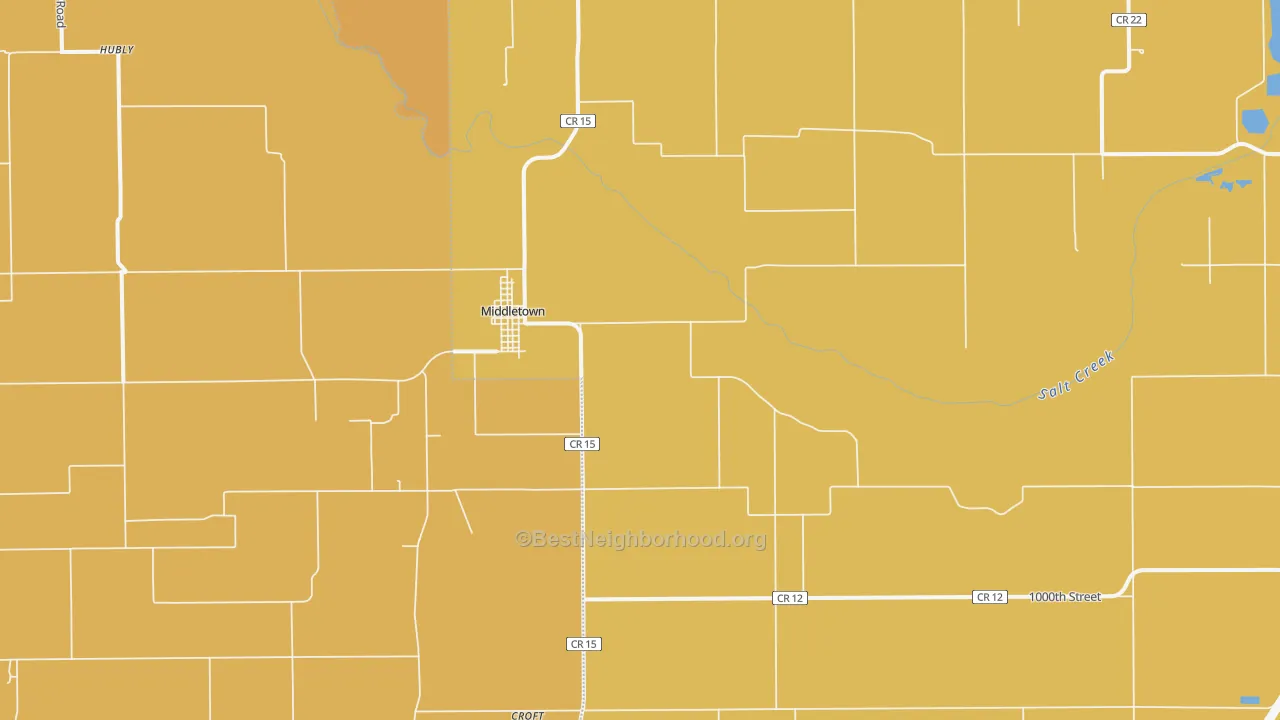 Map of the best neighborhoods in the 62666 area, with better matches in green and worse matches in red