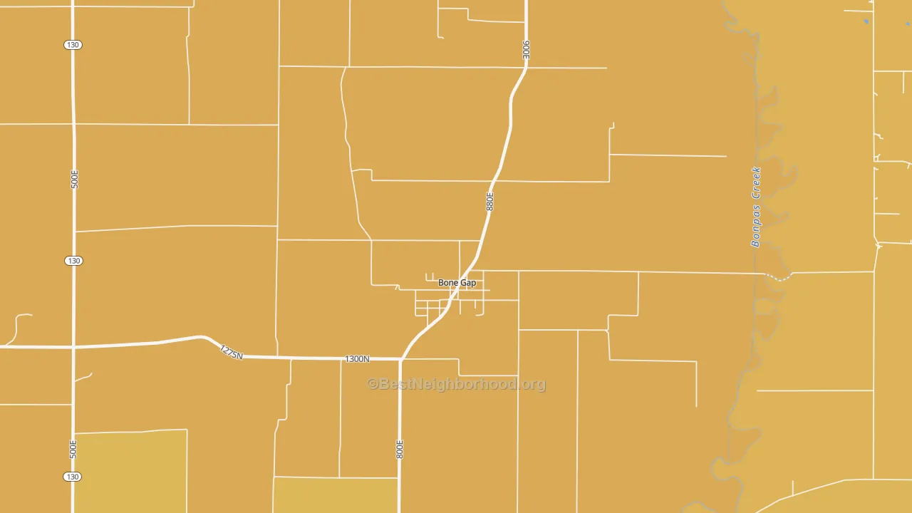 Map of the best neighborhoods in the 62815 area, with better matches in green and worse matches in red
