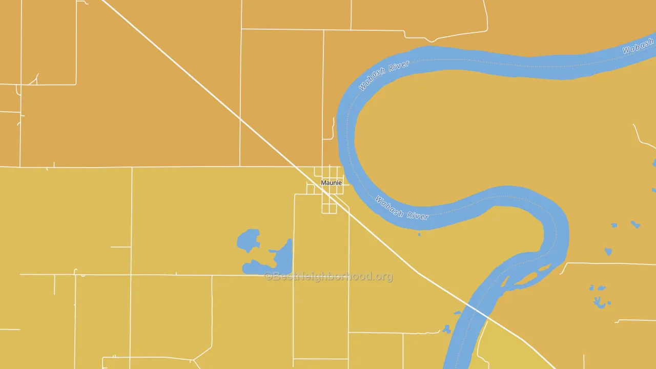 Map of the best neighborhoods in the 62861 area, with better matches in green and worse matches in red