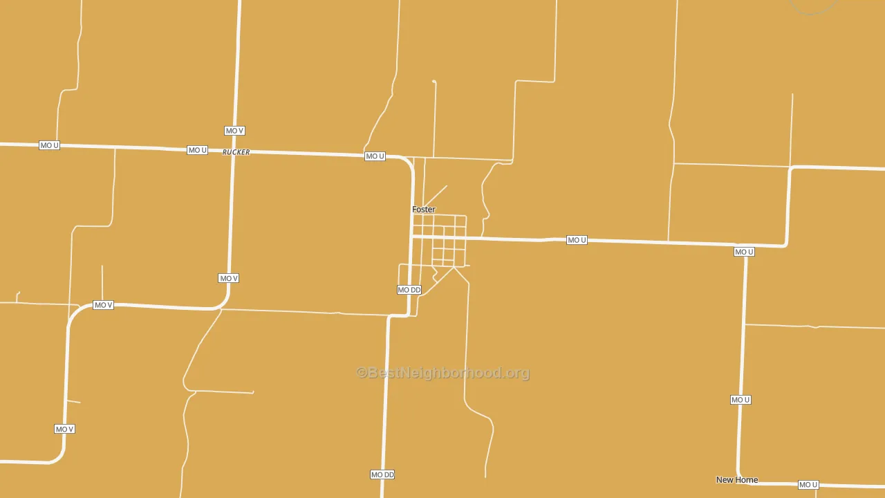 Map of the best neighborhoods in the 64745 area, with better matches in green and worse matches in red