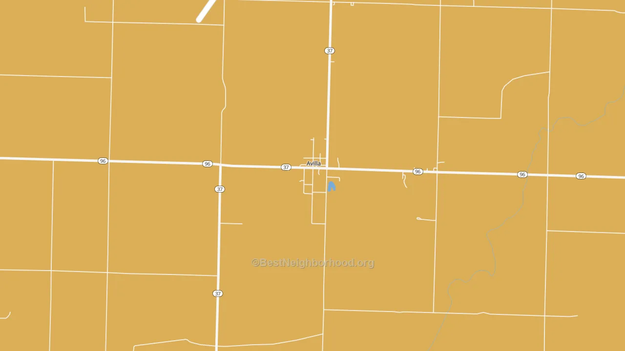Map of the best neighborhoods in the 64833 area, with better matches in green and worse matches in red