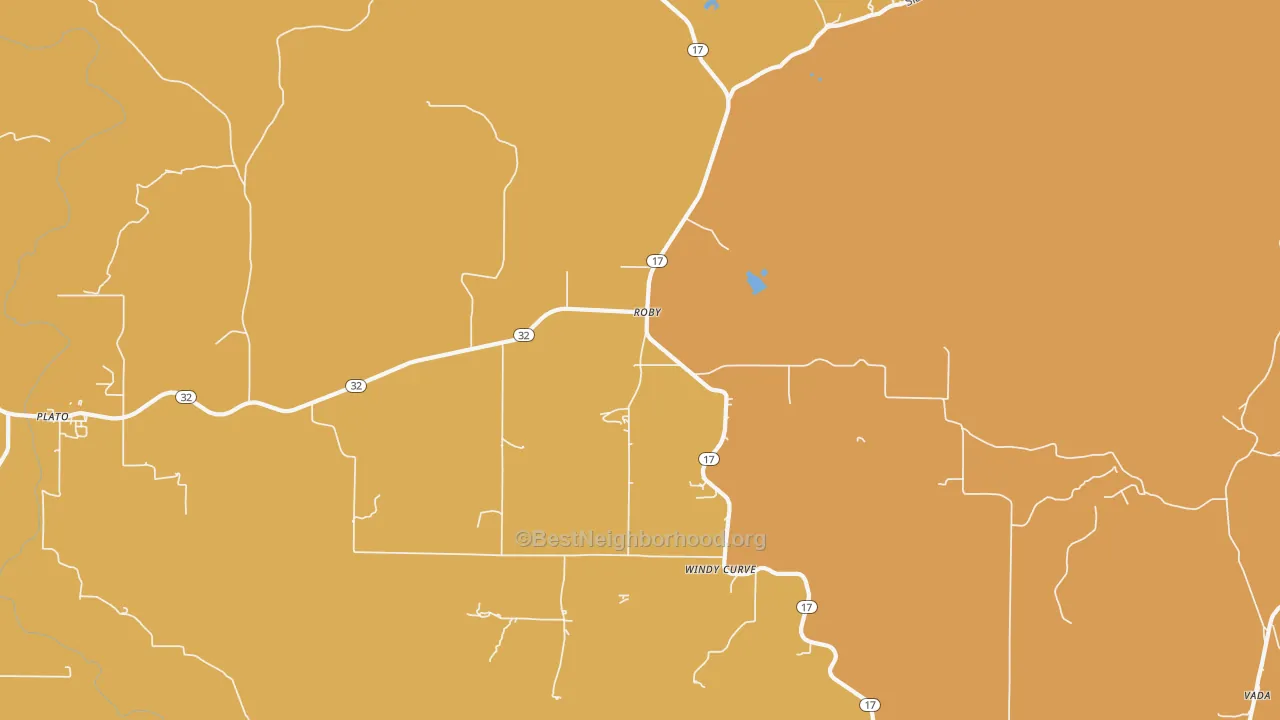 Map of the best neighborhoods in the 65557 area, with better matches in green and worse matches in red