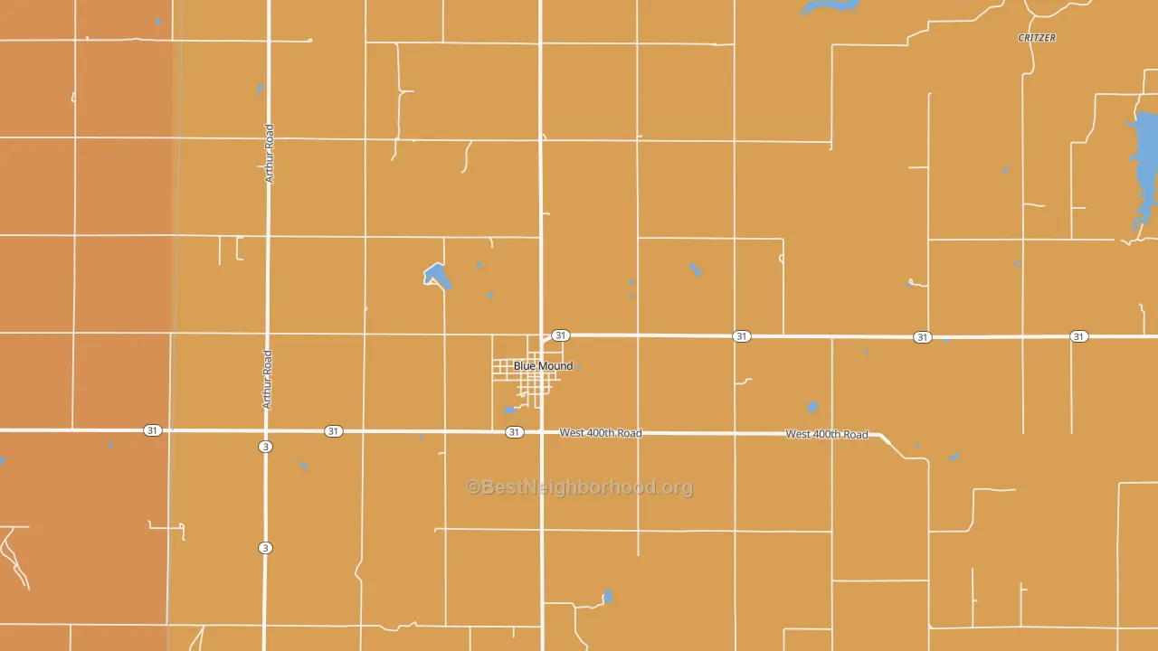 Map of the best neighborhoods in the 66010 area, with better matches in green and worse matches in red