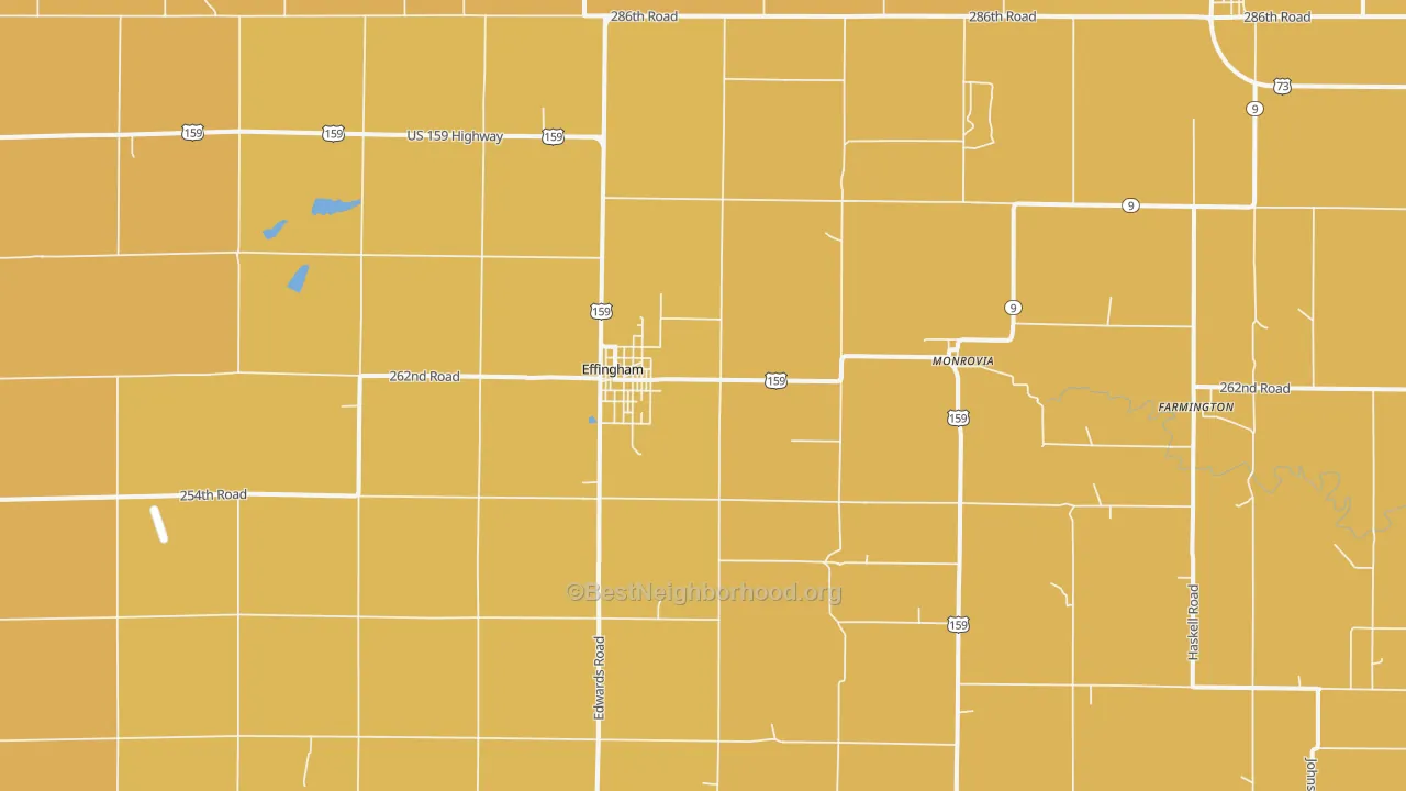 Map of the best neighborhoods in the 66023 area, with better matches in green and worse matches in red