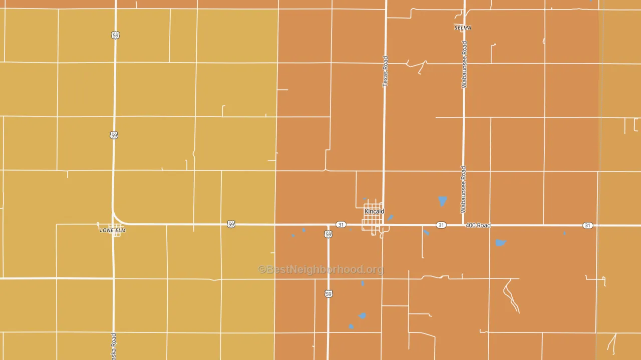 Map of the best neighborhoods in the 66039 area, with better matches in green and worse matches in red