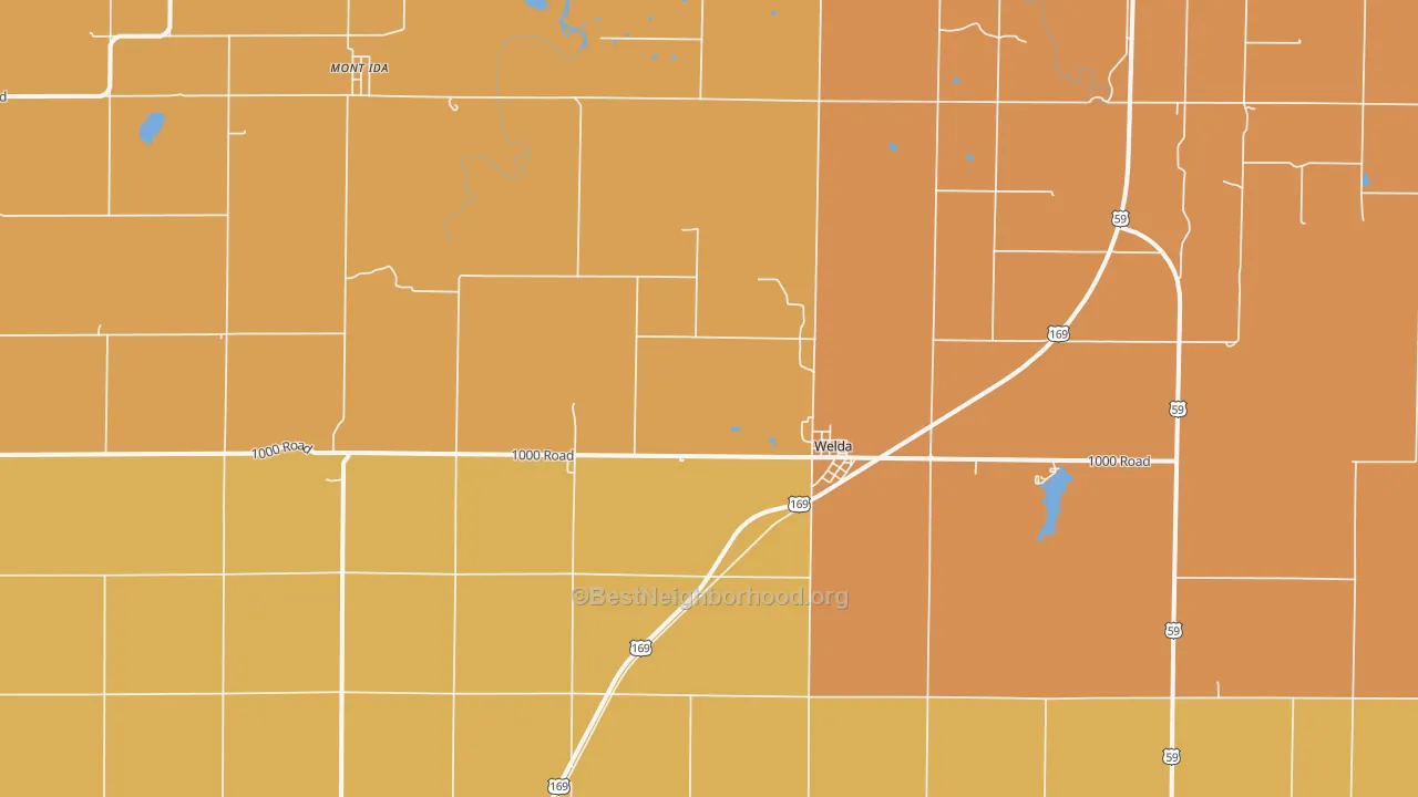 Map of the best neighborhoods in the 66091 area, with better matches in green and worse matches in red