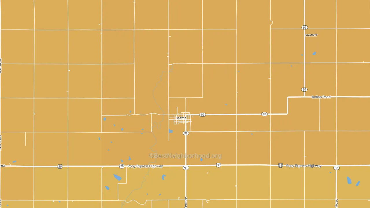 Map of the best neighborhoods in the 66406 area, with better matches in green and worse matches in red