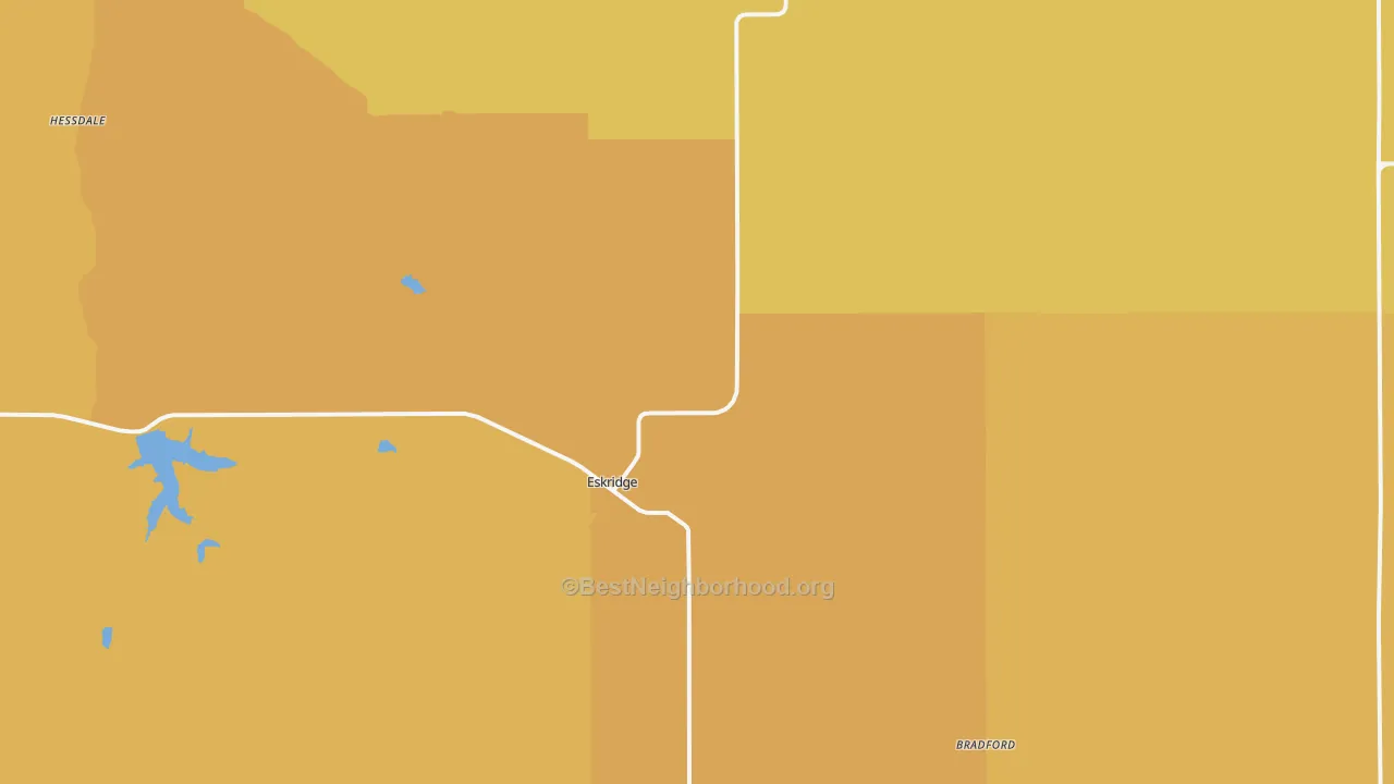 Map of the best neighborhoods in the 66423 area, with better matches in green and worse matches in red