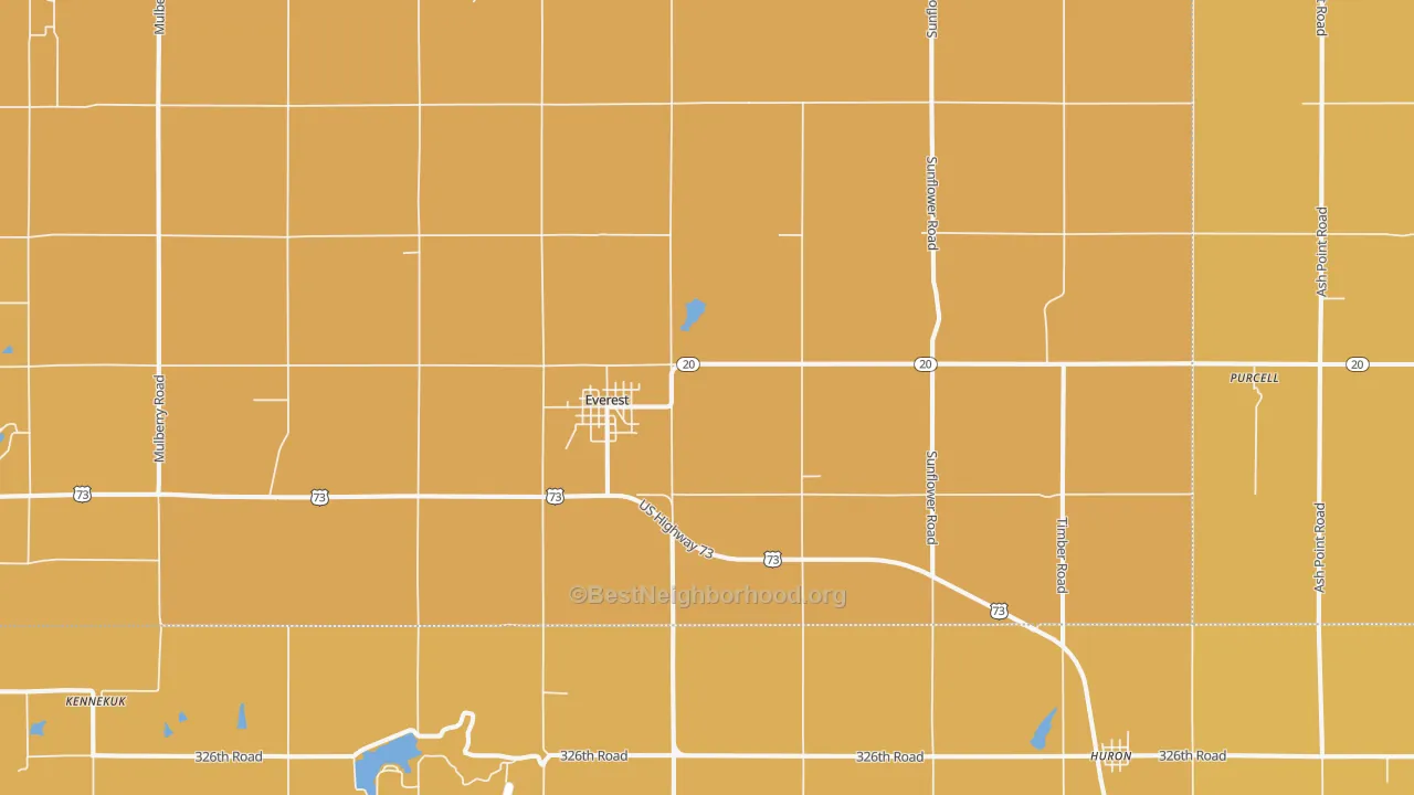Map of the best neighborhoods in the 66424 area, with better matches in green and worse matches in red