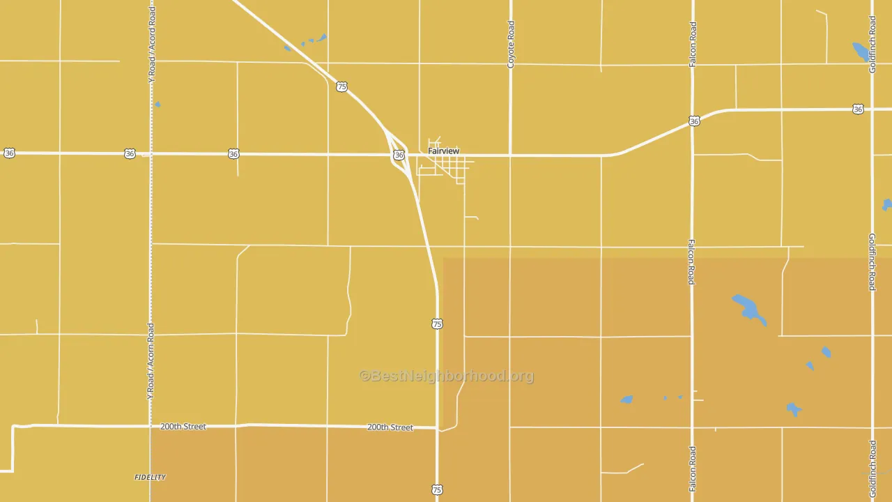 Map of the best neighborhoods in the 66425 area, with better matches in green and worse matches in red