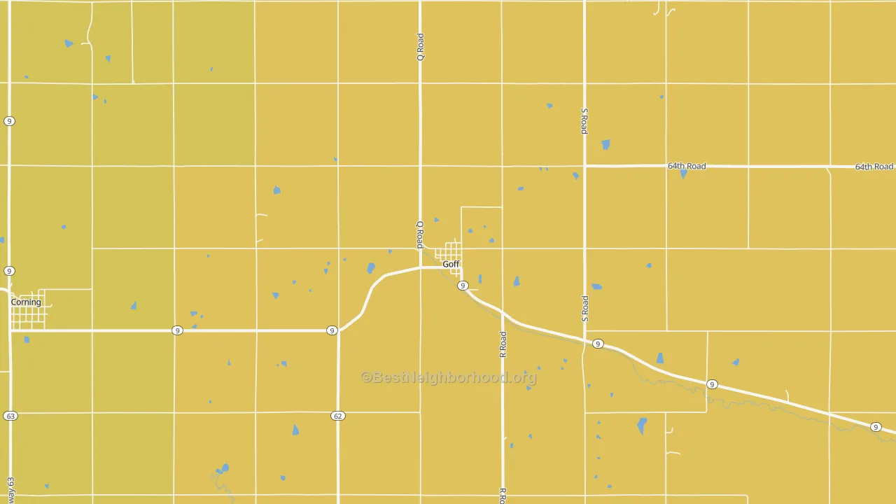 Map of the best neighborhoods in the 66428 area, with better matches in green and worse matches in red
