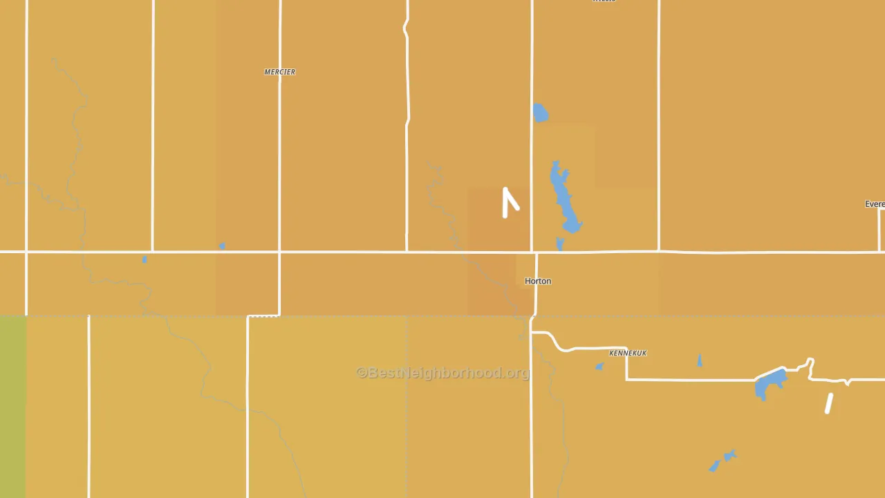 Map of the best neighborhoods in the 66439 area, with better matches in green and worse matches in red