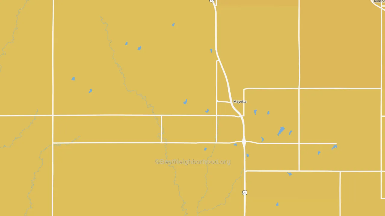 Map of the best neighborhoods in the 66509 area, with better matches in green and worse matches in red