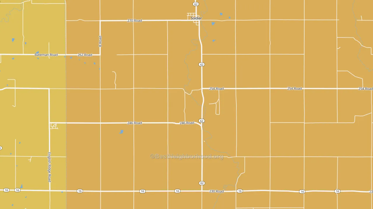 Map of the best neighborhoods in the 66540 area, with better matches in green and worse matches in red