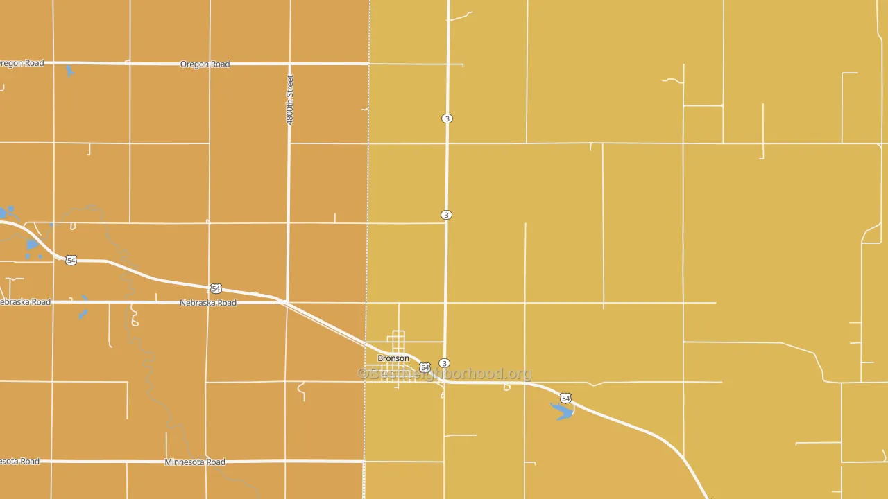 Map of the best neighborhoods in the 66716 area, with better matches in green and worse matches in red