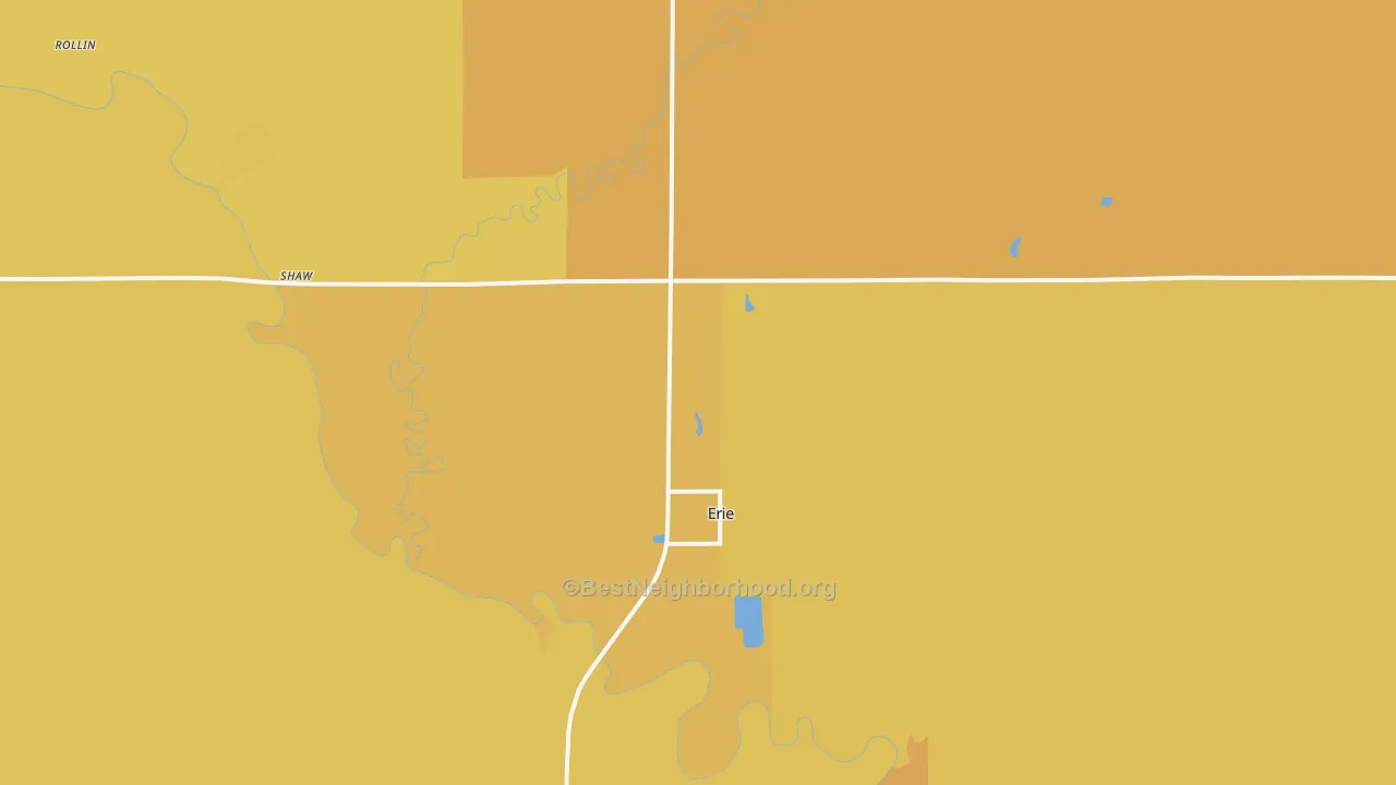 Map of the best neighborhoods in the 66733 area, with better matches in green and worse matches in red