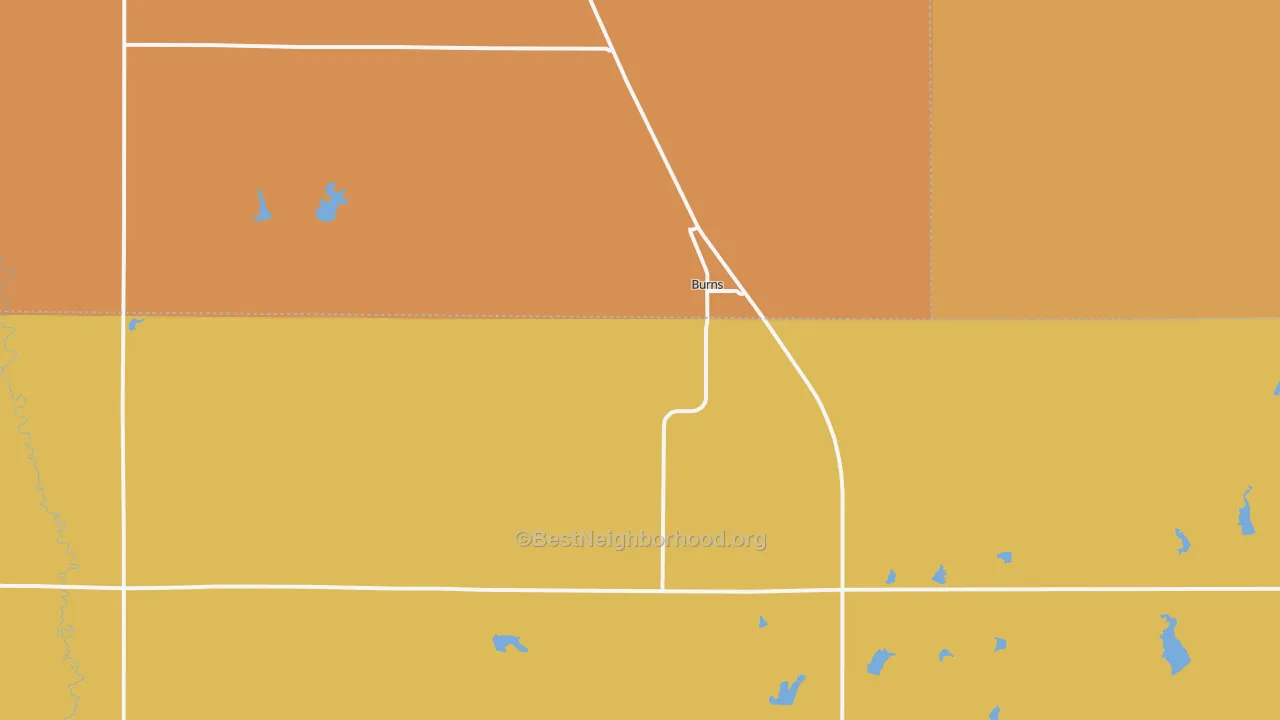 Map of the best neighborhoods in the 66840 area, with better matches in green and worse matches in red