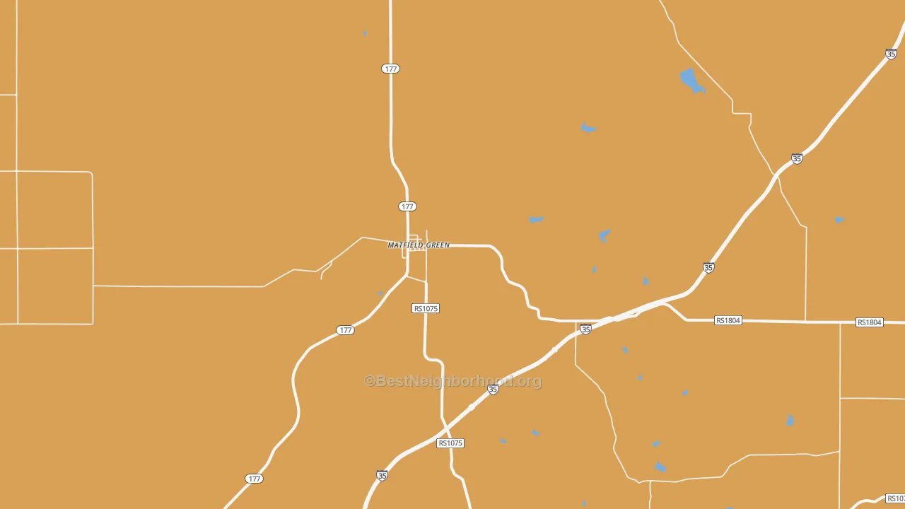 Map of the best neighborhoods in the 66862 area, with better matches in green and worse matches in red
