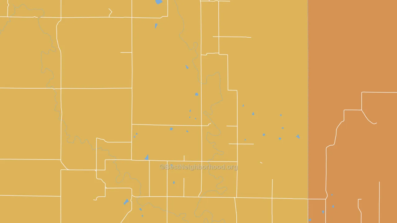 Map of the best neighborhoods in the 66870 area, with better matches in green and worse matches in red