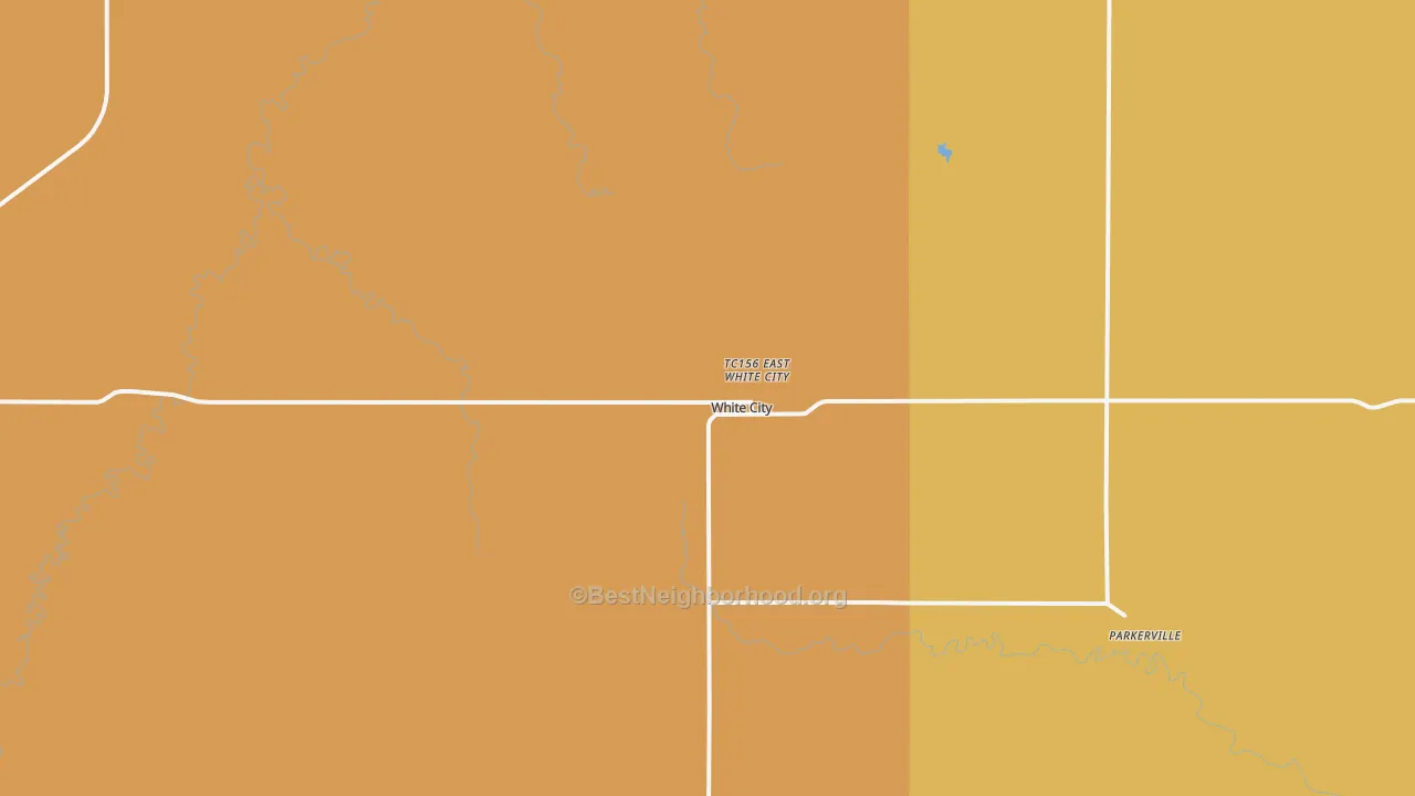 Map of the best neighborhoods in the 66872 area, with better matches in green and worse matches in red