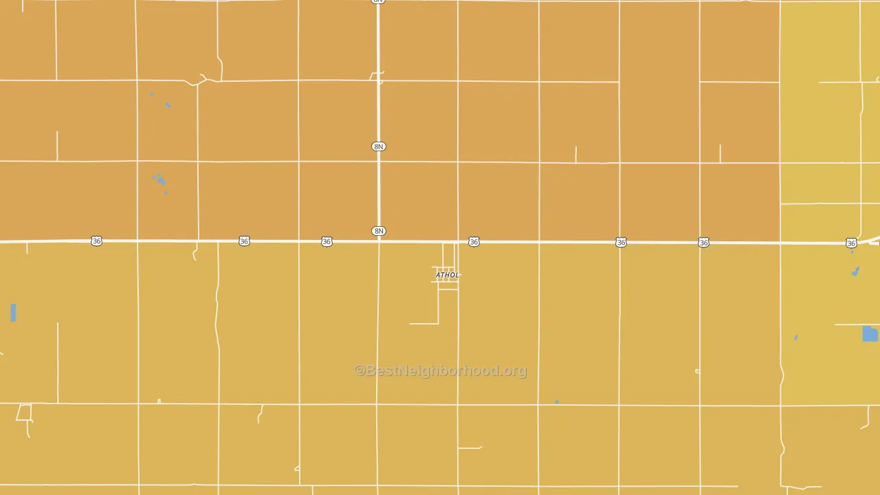 Map of the best neighborhoods in the 66932 area, with better matches in green and worse matches in red