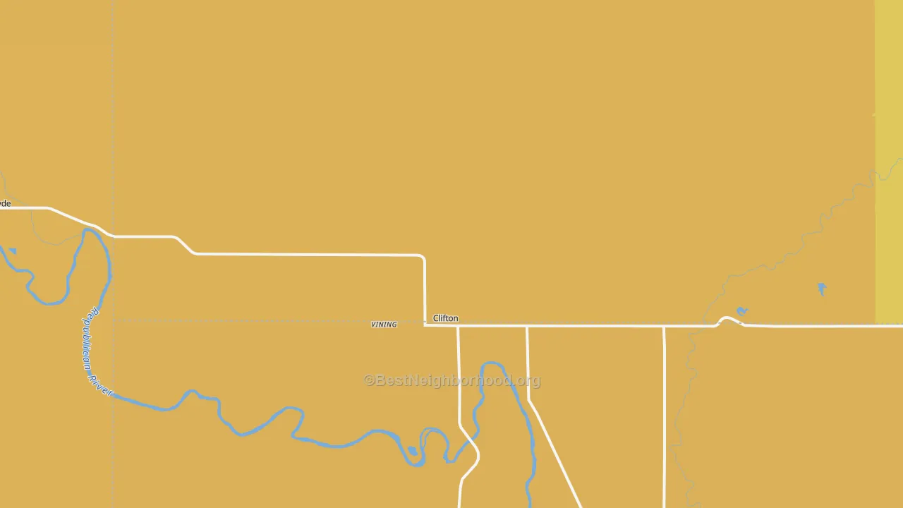 Map of the best neighborhoods in the 66937 area, with better matches in green and worse matches in red