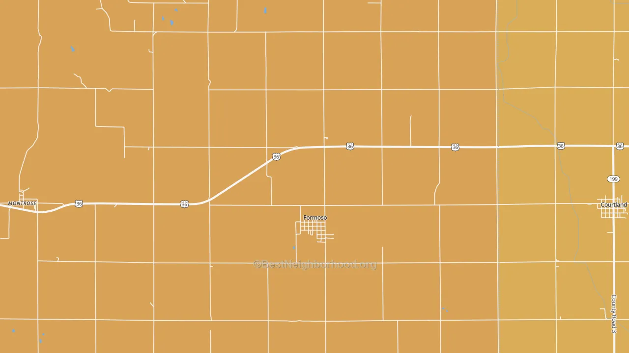 Map of the best neighborhoods in the 66942 area, with better matches in green and worse matches in red