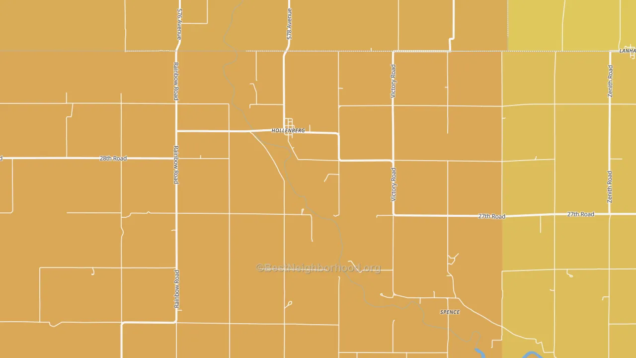 Map of the best neighborhoods in the 66946 area, with better matches in green and worse matches in red