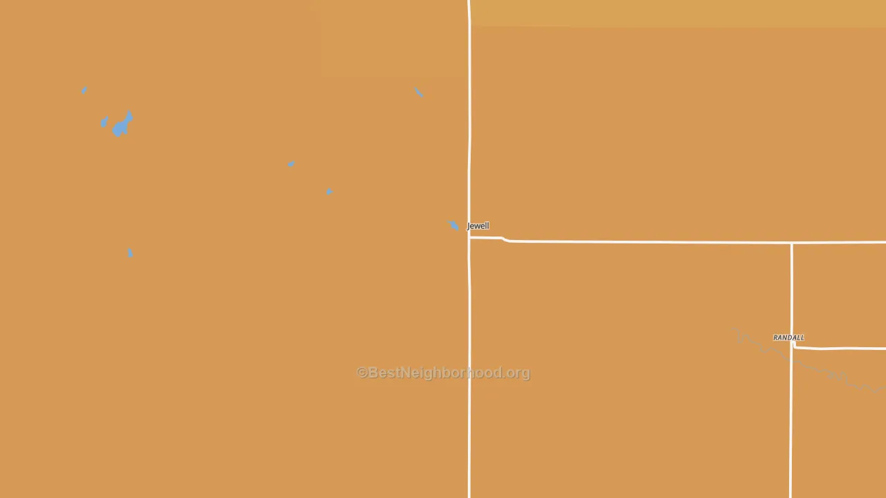 Map of the best neighborhoods in the 66949 area, with better matches in green and worse matches in red