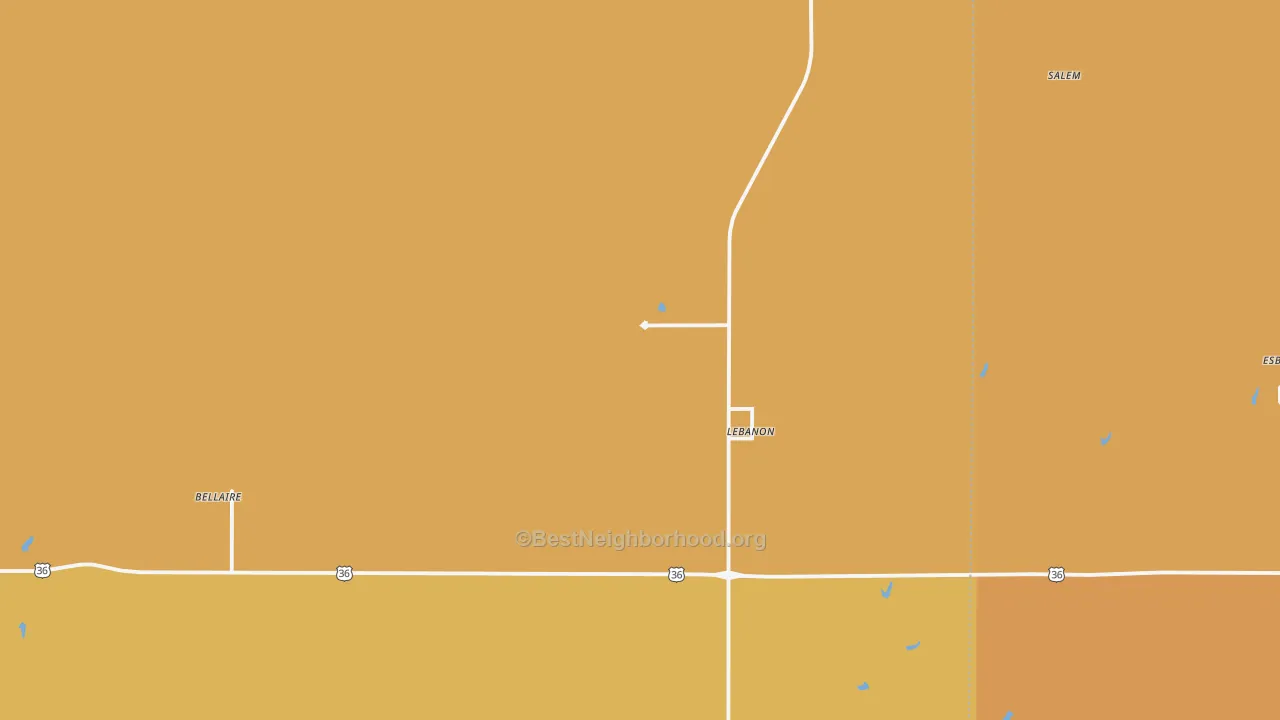Map of the best neighborhoods in the 66952 area, with better matches in green and worse matches in red