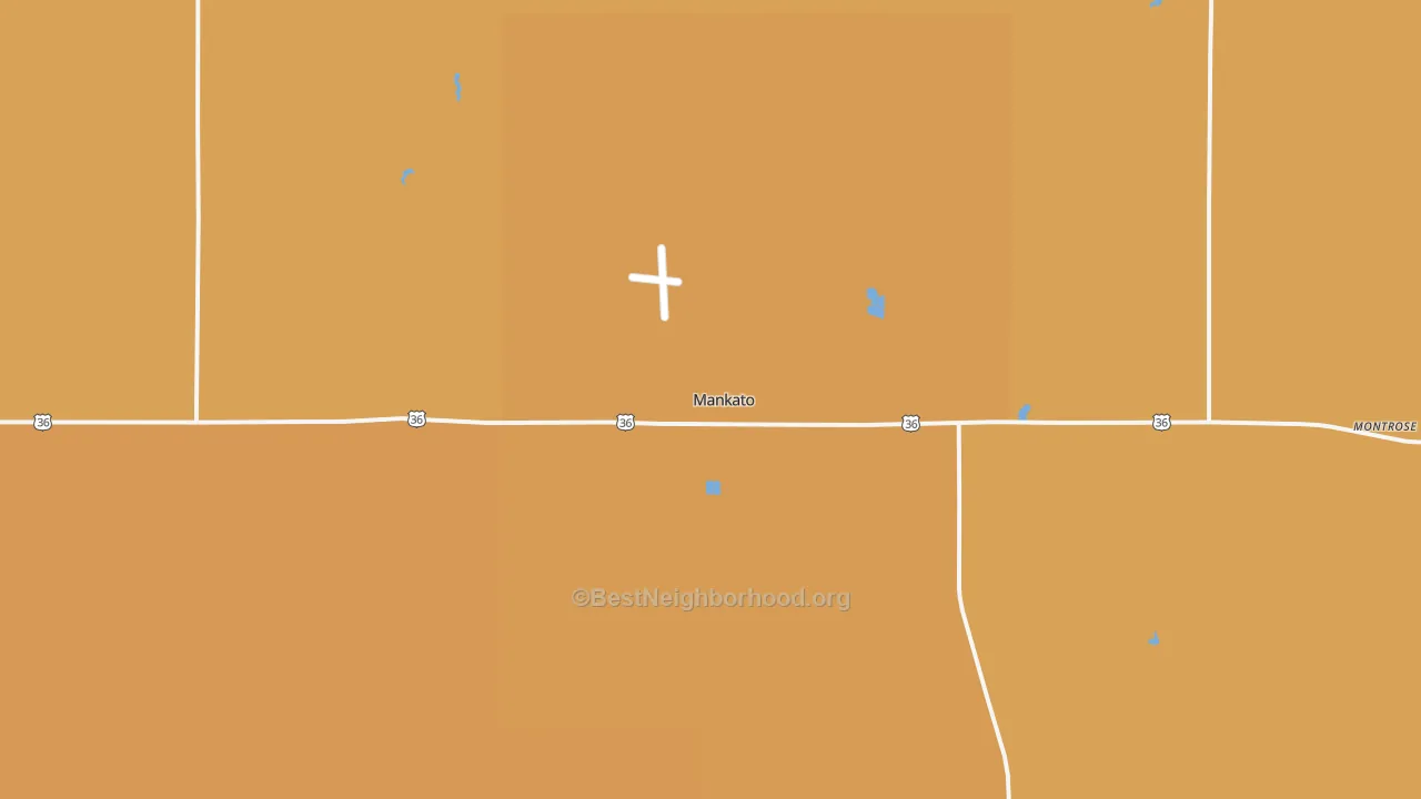 Map of the best neighborhoods in the 66956 area, with better matches in green and worse matches in red
