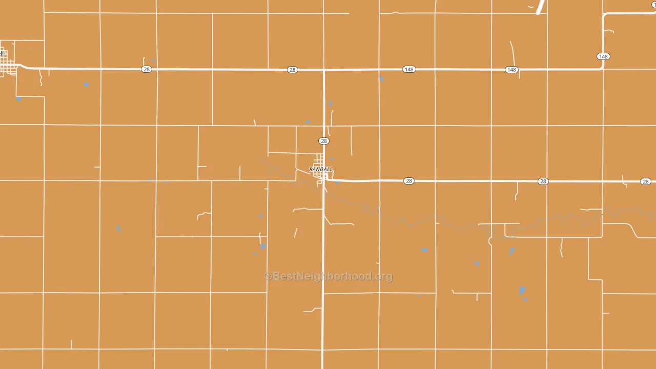 Map of the best neighborhoods in the 66963 area, with better matches in green and worse matches in red