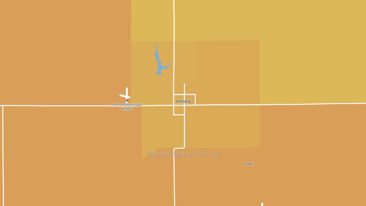 Map of the best neighborhoods in the 67003 area, with better matches in green and worse matches in red