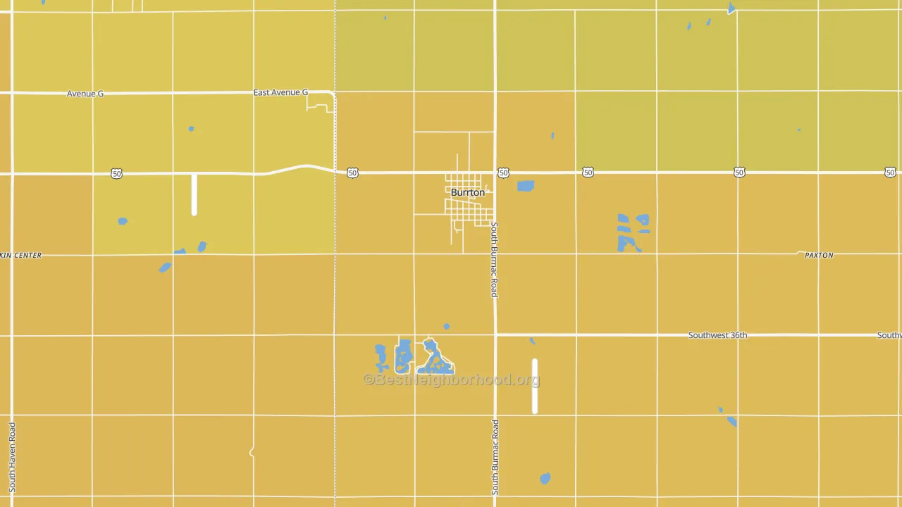 Map of the best neighborhoods in the 67020 area, with better matches in green and worse matches in red
