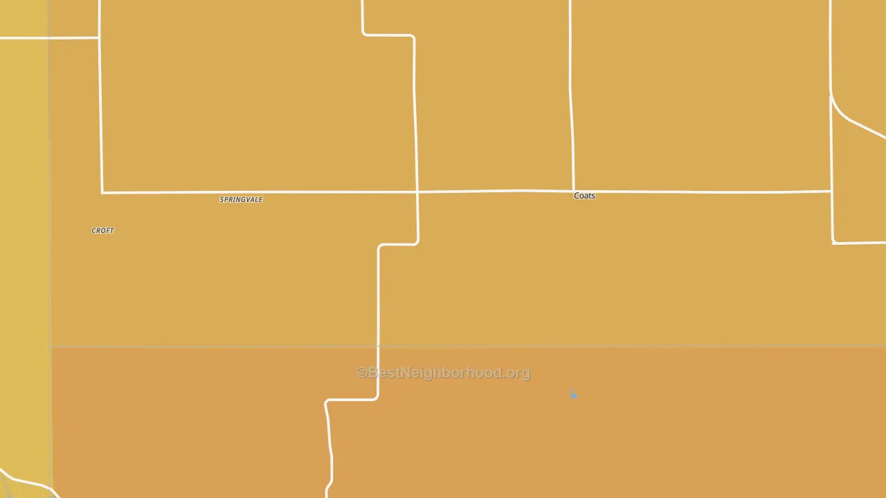 Map of the best neighborhoods in the 67028 area, with better matches in green and worse matches in red