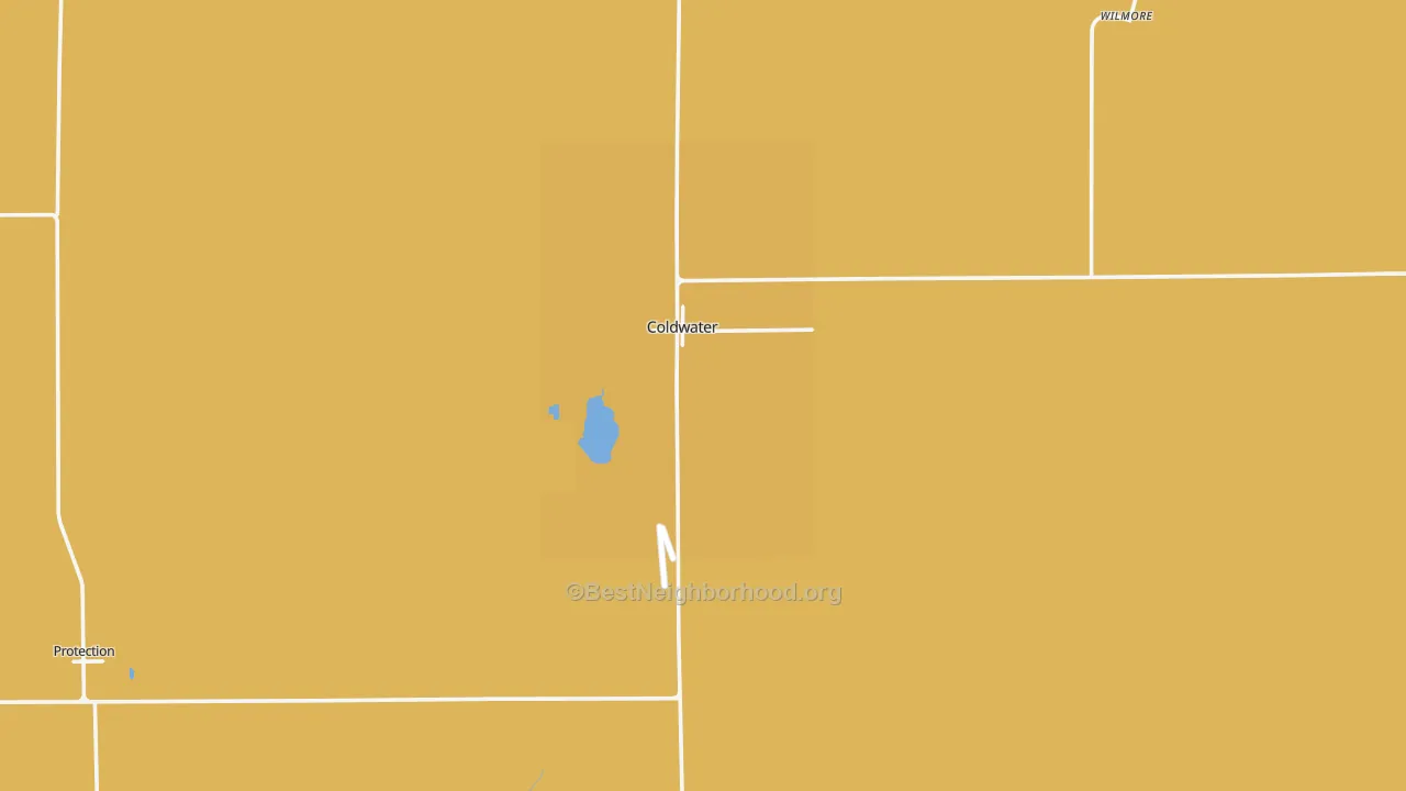 Map of the best neighborhoods in the 67029 area, with better matches in green and worse matches in red