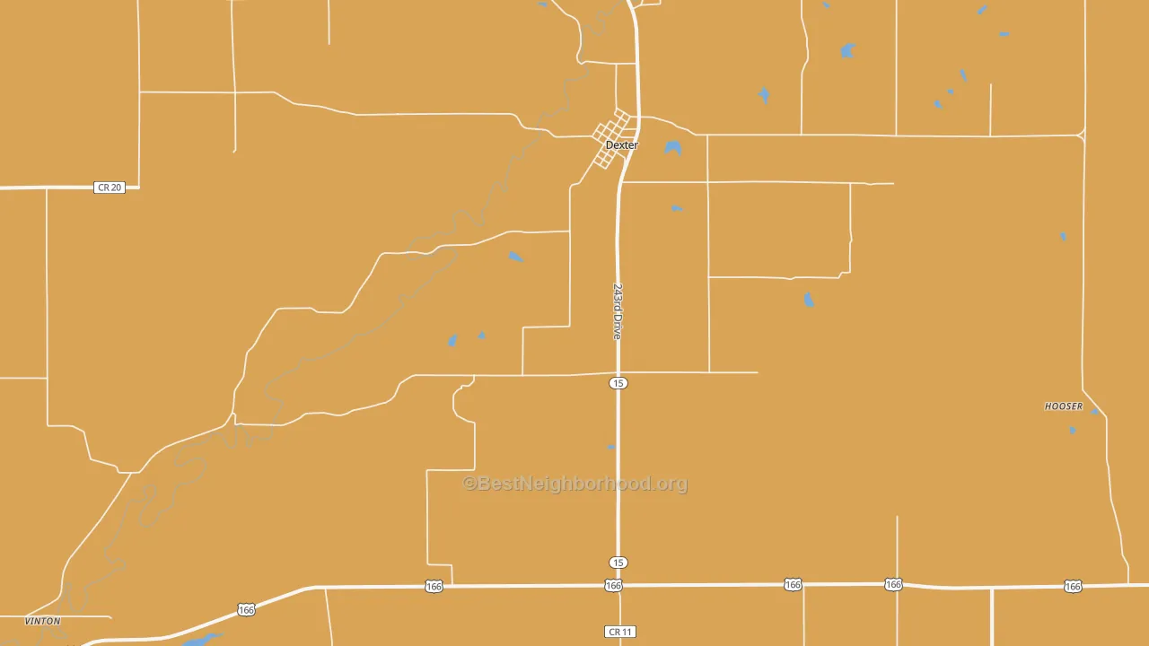 Map of the best neighborhoods in the 67038 area, with better matches in green and worse matches in red