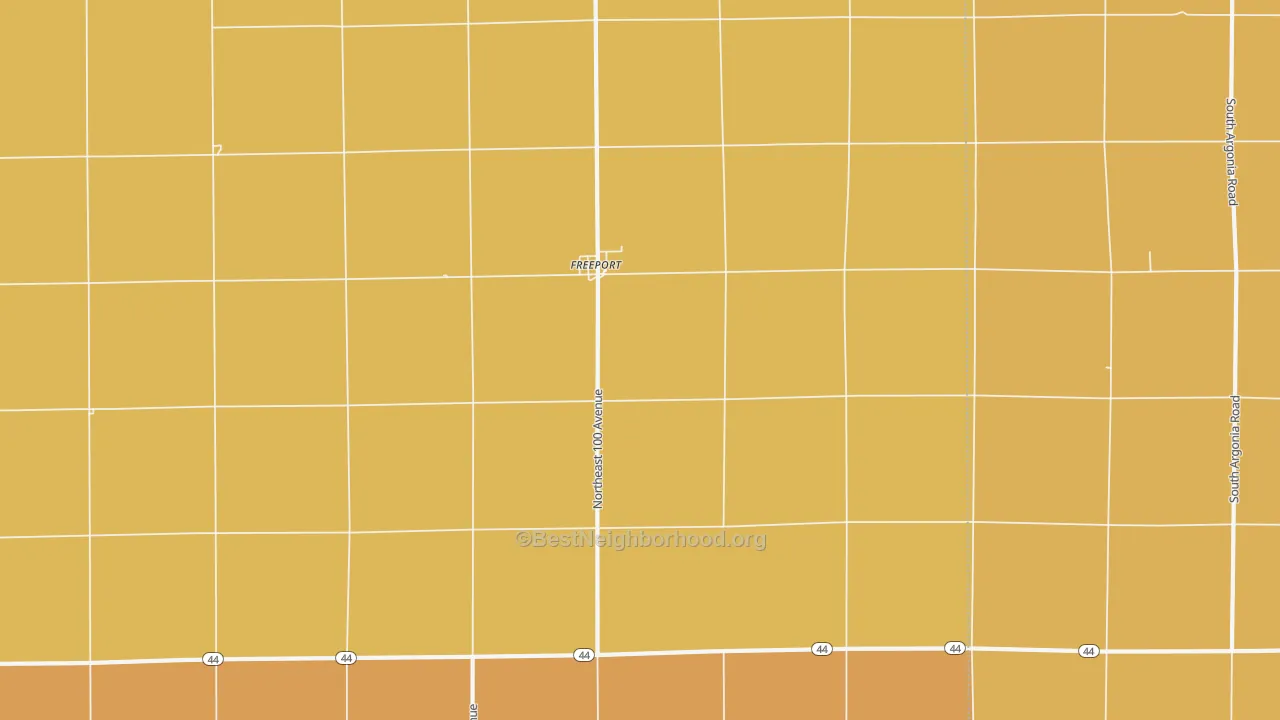 Map of the best neighborhoods in the 67049 area, with better matches in green and worse matches in red
