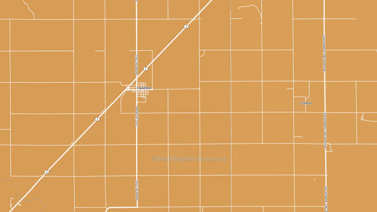 Map of the best neighborhoods in the 67061 area, with better matches in green and worse matches in red