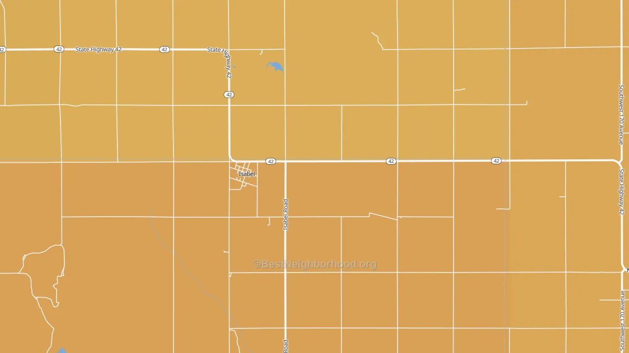Map of the best neighborhoods in the 67065 area, with better matches in green and worse matches in red