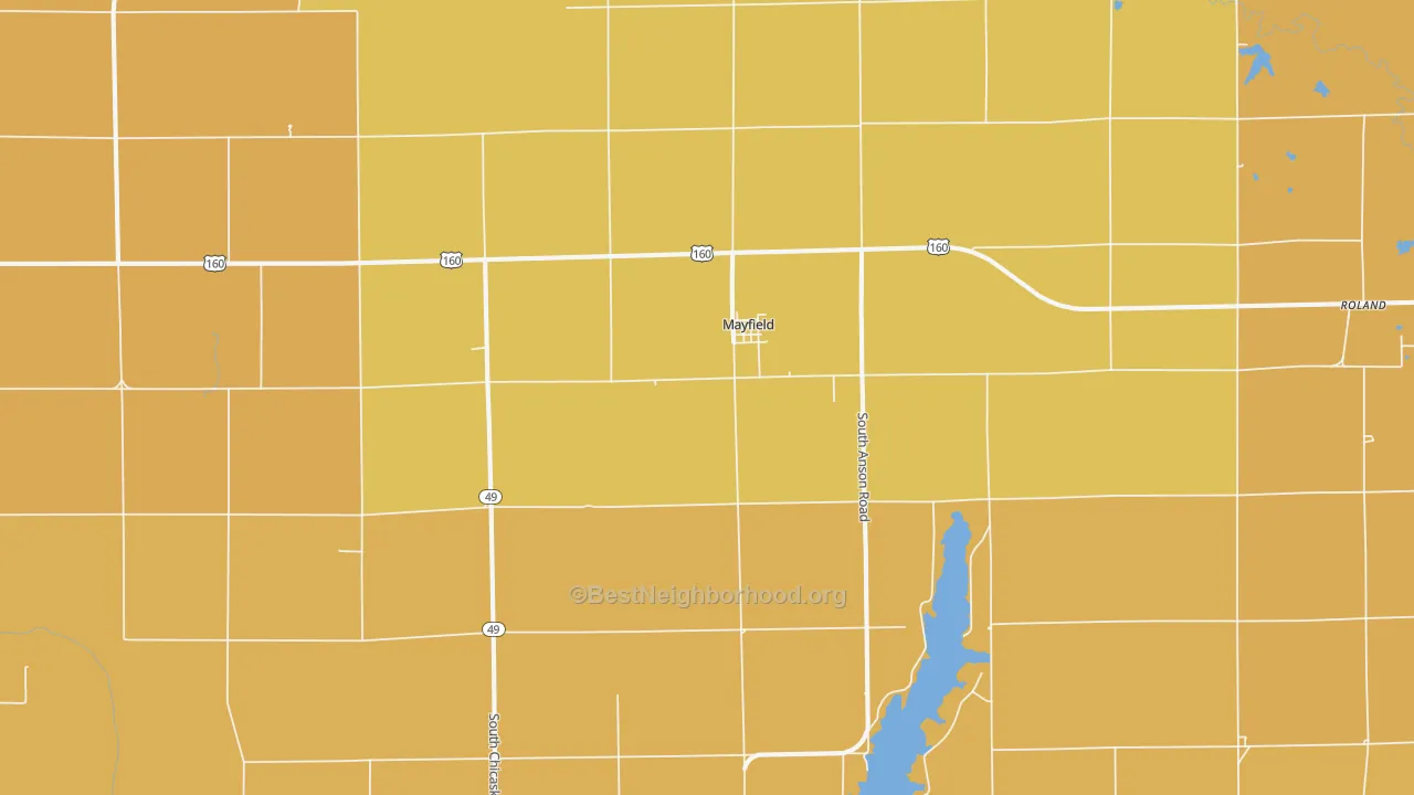 Map of the best neighborhoods in the 67103 area, with better matches in green and worse matches in red