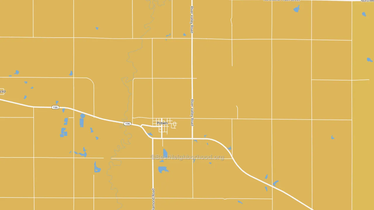 Map of the best neighborhoods in the 67123 area, with better matches in green and worse matches in red