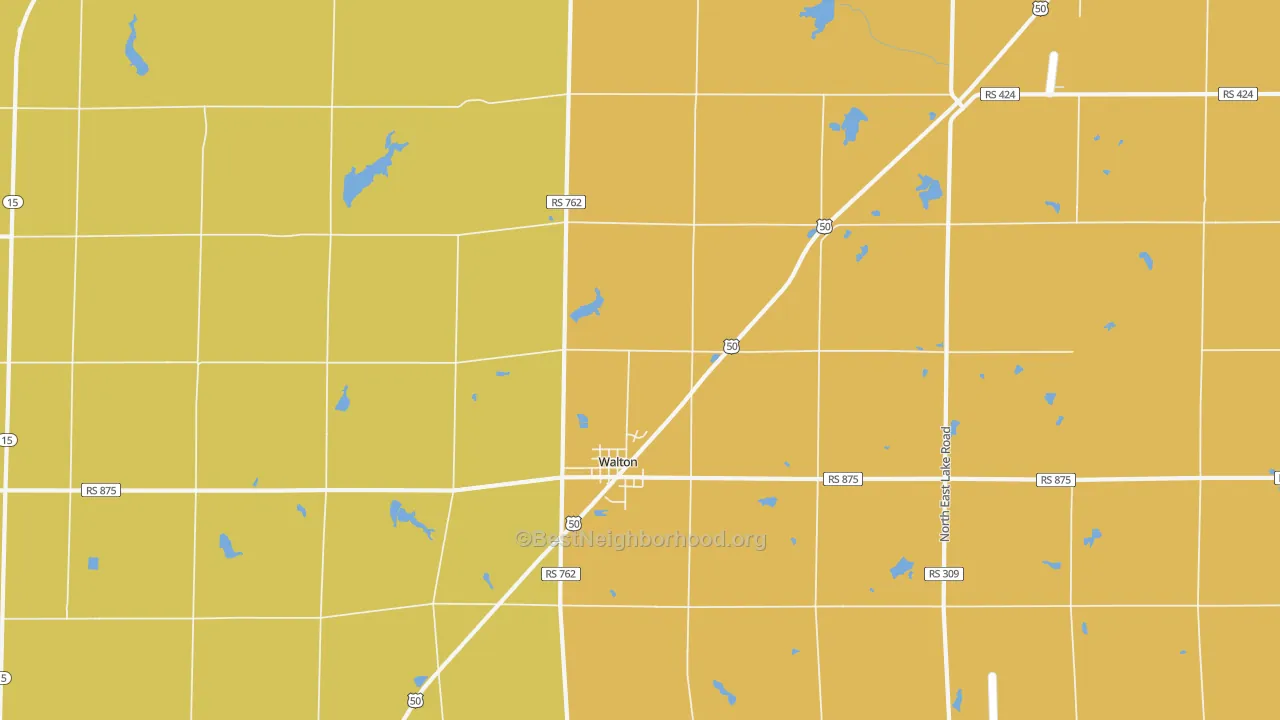 Map of the best neighborhoods in the 67151 area, with better matches in green and worse matches in red