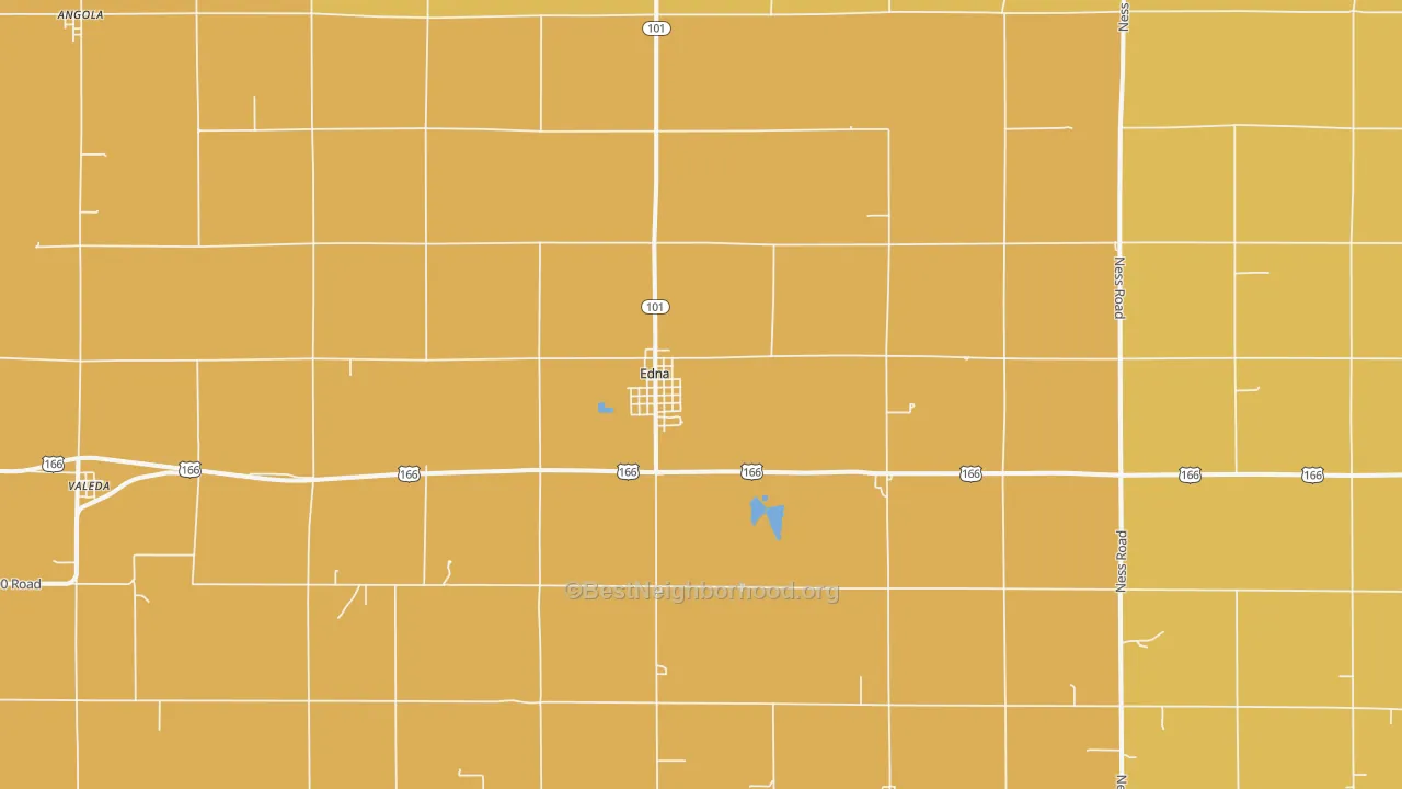 Map of the best neighborhoods in the 67342 area, with better matches in green and worse matches in red