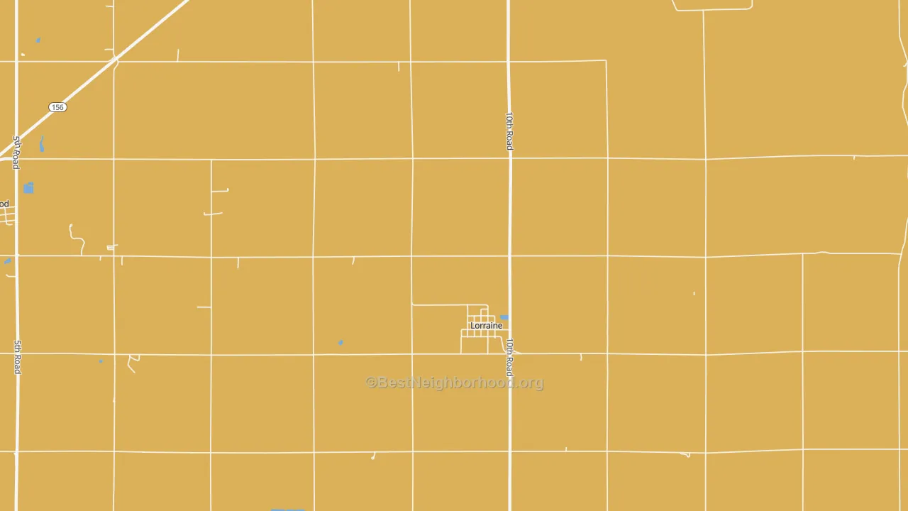 Map of the best neighborhoods in the 67459 area, with better matches in green and worse matches in red