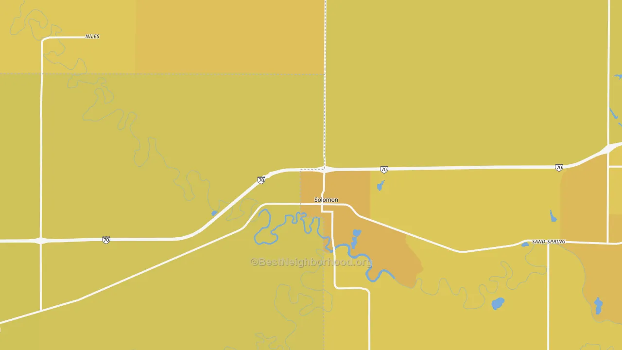 Map of the best neighborhoods in the 67480 area, with better matches in green and worse matches in red