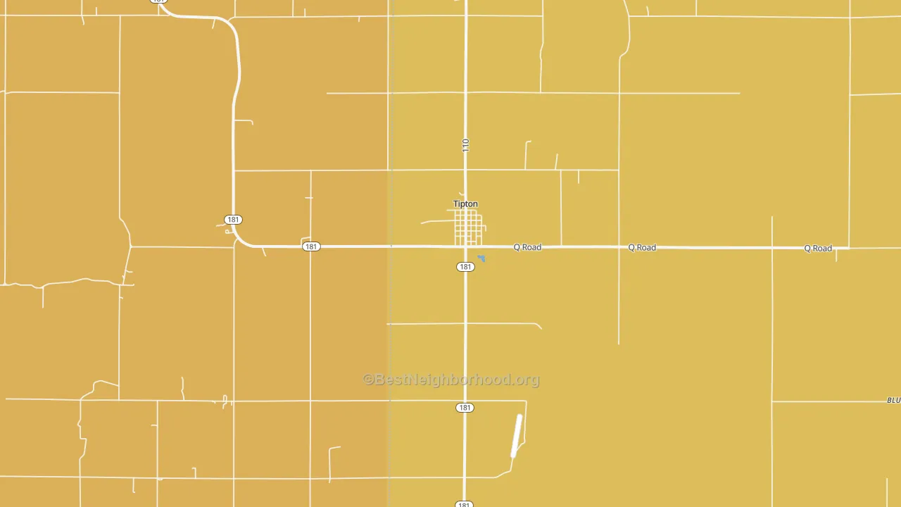 Map of the best neighborhoods in the 67485 area, with better matches in green and worse matches in red