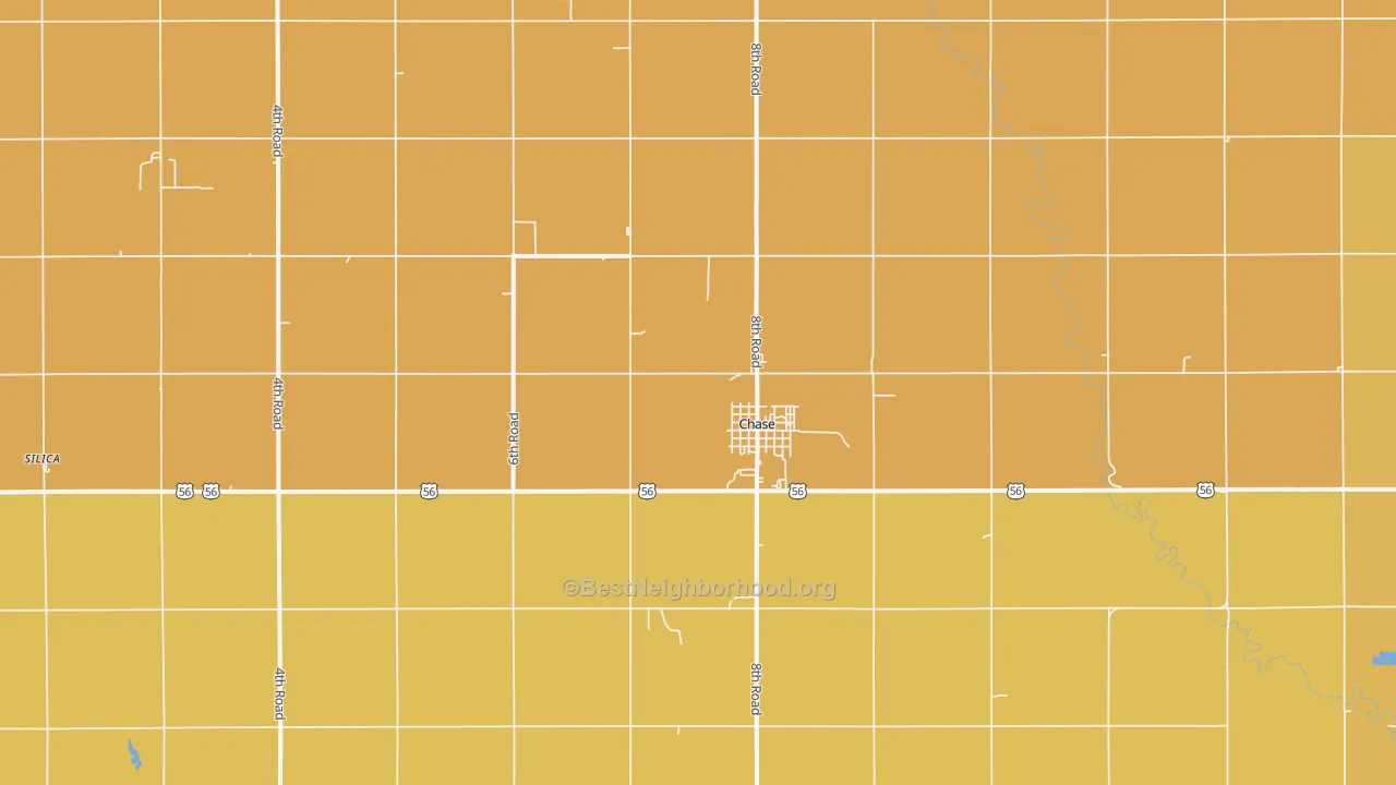 Map of the best neighborhoods in the 67524 area, with better matches in green and worse matches in red